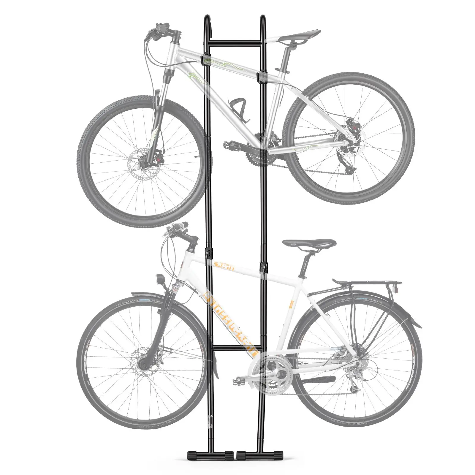 【summerfinds】VEVOR Bike Stand for 2 Bikes, Freestanding Vertical Bike Storage Rack, with Height-Adjustable Hooks, Heavy-Duty Carbon Steel Standing Bicycle Floor Stand, Ideal for Garage, Apartment, Home, Black