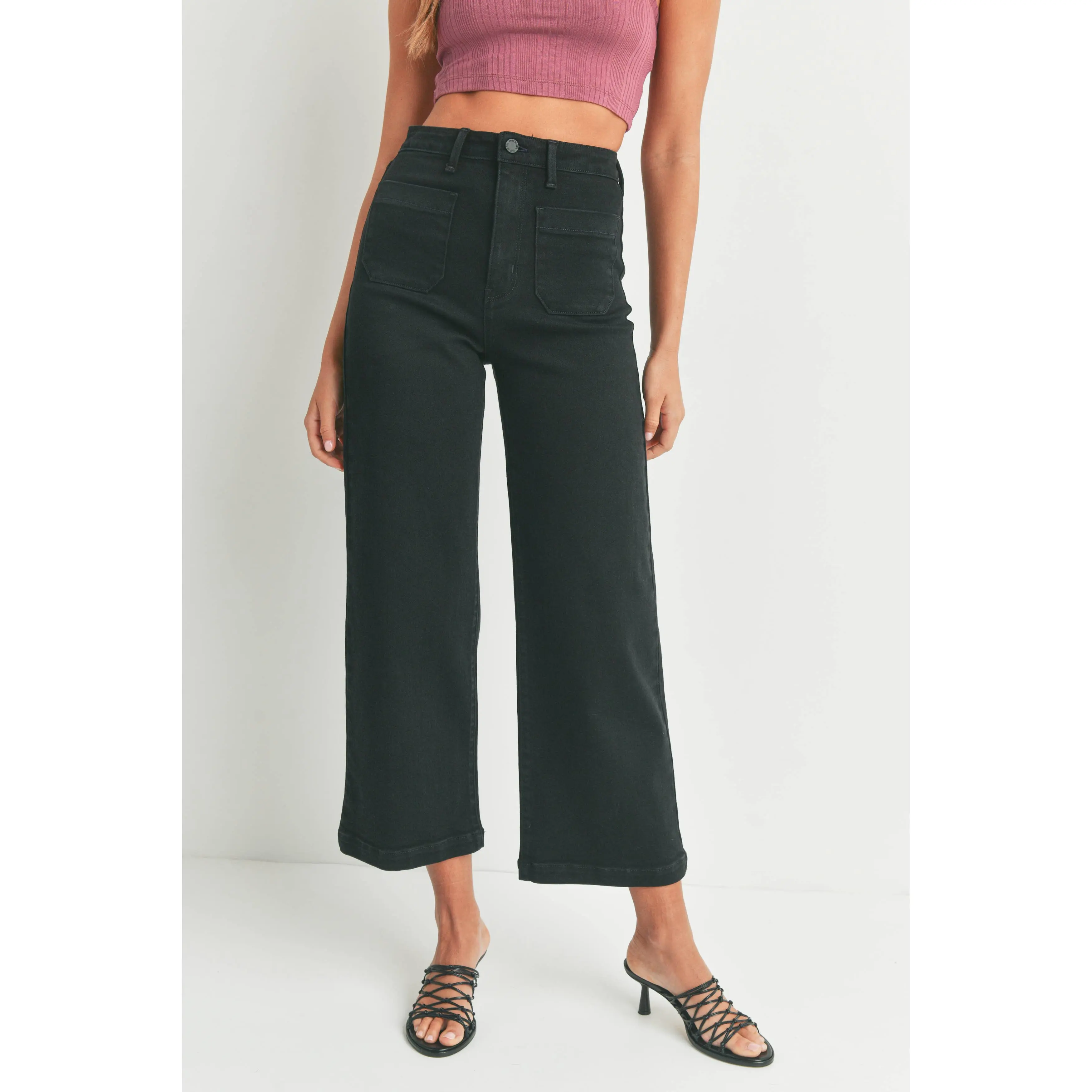 Caroline Jeans – Patch Pocket Wide Leg (Black)