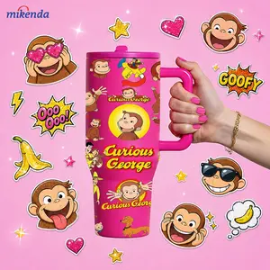 40oz Monkey Insulated Tumbler Vacuum Flask, Dual-Layer Vacuum Stainless Steel, Leak-Proof Handle, Keeps Hot 12h Cold 24h, Cartoon Meme Style, Fun Gift, Insulated Vacuum Flasks