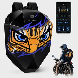 Gelrova Knight LED Motorcycle Backpack - 19in Large, Programmable Screen, Adjustable Straps, Water-Resistant, Stylish Daypack for Travel, Cycling, Black (Sports & Outdoor Accessory Gift)
