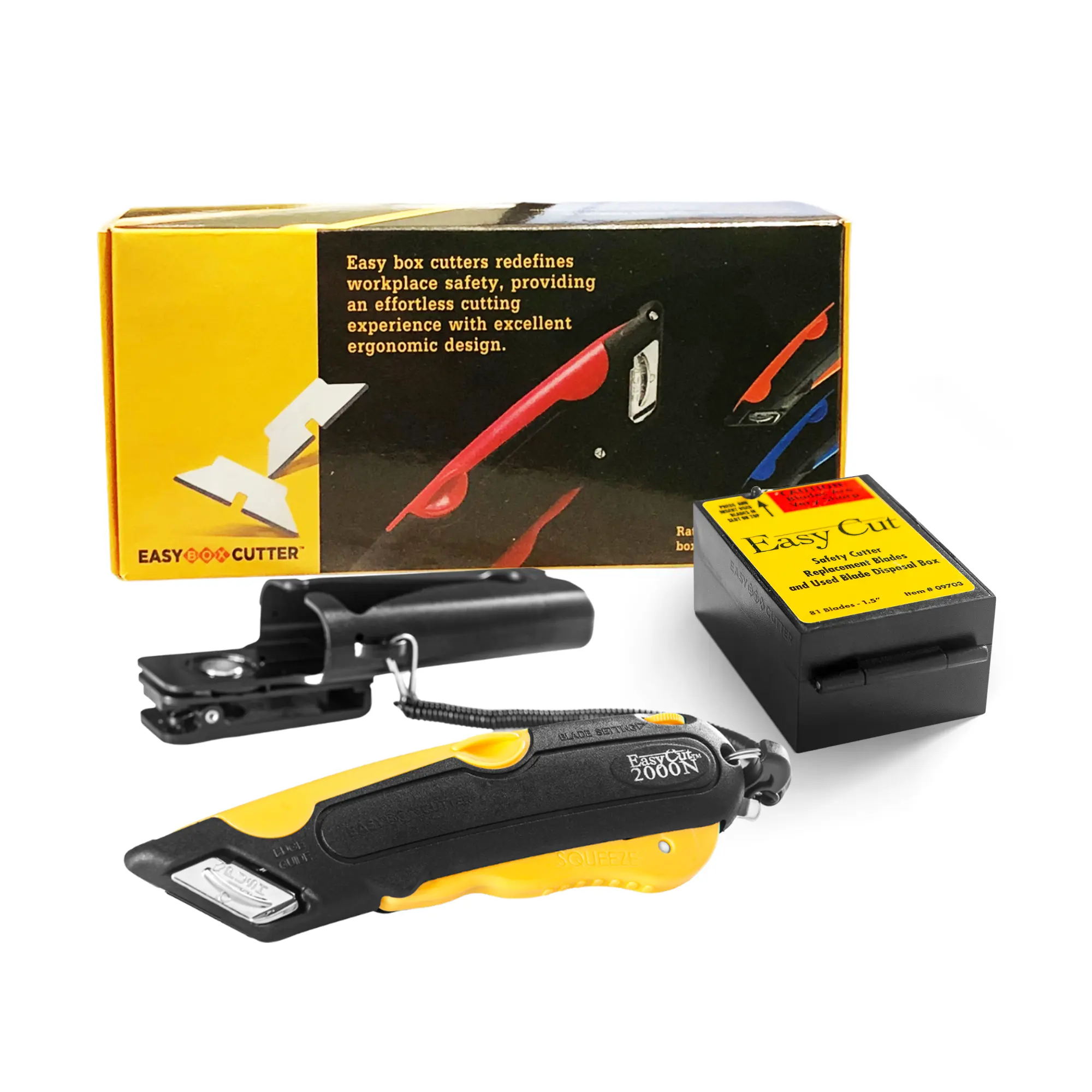 Easy Cut 2000N Yellow Safety Cutter + 81 Replacement Blades Set