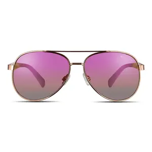 Velvet Eyewear Aviator Sunglass Style Bonnie in Gold with Flash Lenses