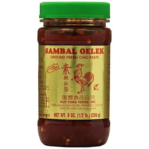 Huy Fong Sambal Oelek Chili Paste - 8oz Bottle - Ground Fresh Chili Paste - Delicious- Pho - Vietnamese - Spicy - Foodie - Dip - Flavor - Organic Sauce Taffy Asian Salt