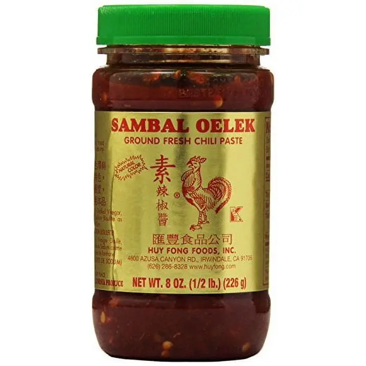 Huy Fong Sambal Oelek Chili Paste - 8oz Bottle - Ground Fresh Chili Paste - Delicious- Pho - Vietnamese - Spicy - Foodie - Dip - Flavor - Organic Sauce Taffy Asian Salt