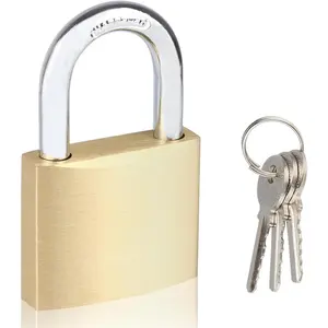 Solid Brass Padlock with 3 Keys, Brass Body & Steel Shackle Keyed Padlock for Sheds, Storage Unit, School Gym Locker, Fence, Toolbox, Gate, Warehouse