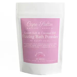 "Taffy Rose" Vegan, Epsom Salt & Coconut Oil Fizzing Bath Powder, 15oz.  — Floral, Candied, Rosy