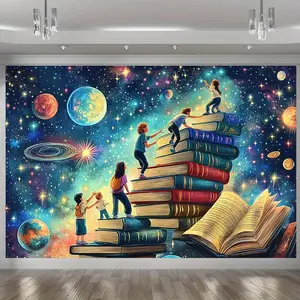 Dream Books Tapestry Climbing Books Backdrop Inspirational Library Theme Wall Hanging Photography Background Aesthetic Decor for Living Room Bedroom Indoor Outdoor Event Decoration