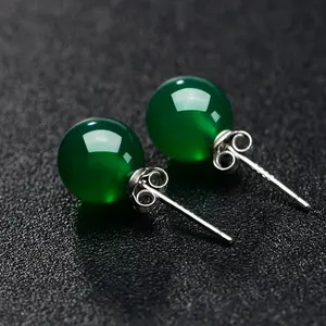 Women's Round Stud Earrings - Red & Green Jelly Dome Gem Ball Plug Style, Minimalist Classic, Lightweight, Secure-Fit Daily Costume Jewelry, Gift for Female