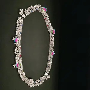 Pink Beautiful Anti Tarnish Anklets One Pair Ankle Bracelet Payal for Women with Sparkling Accents and Delicate Design