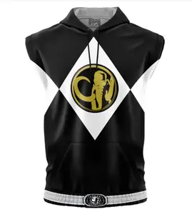 Black Ranger Mighty Morphin Sleeveless Hoodies, Power Ranger Anime Graphic Sleeveless Sweatshirt Hoodies