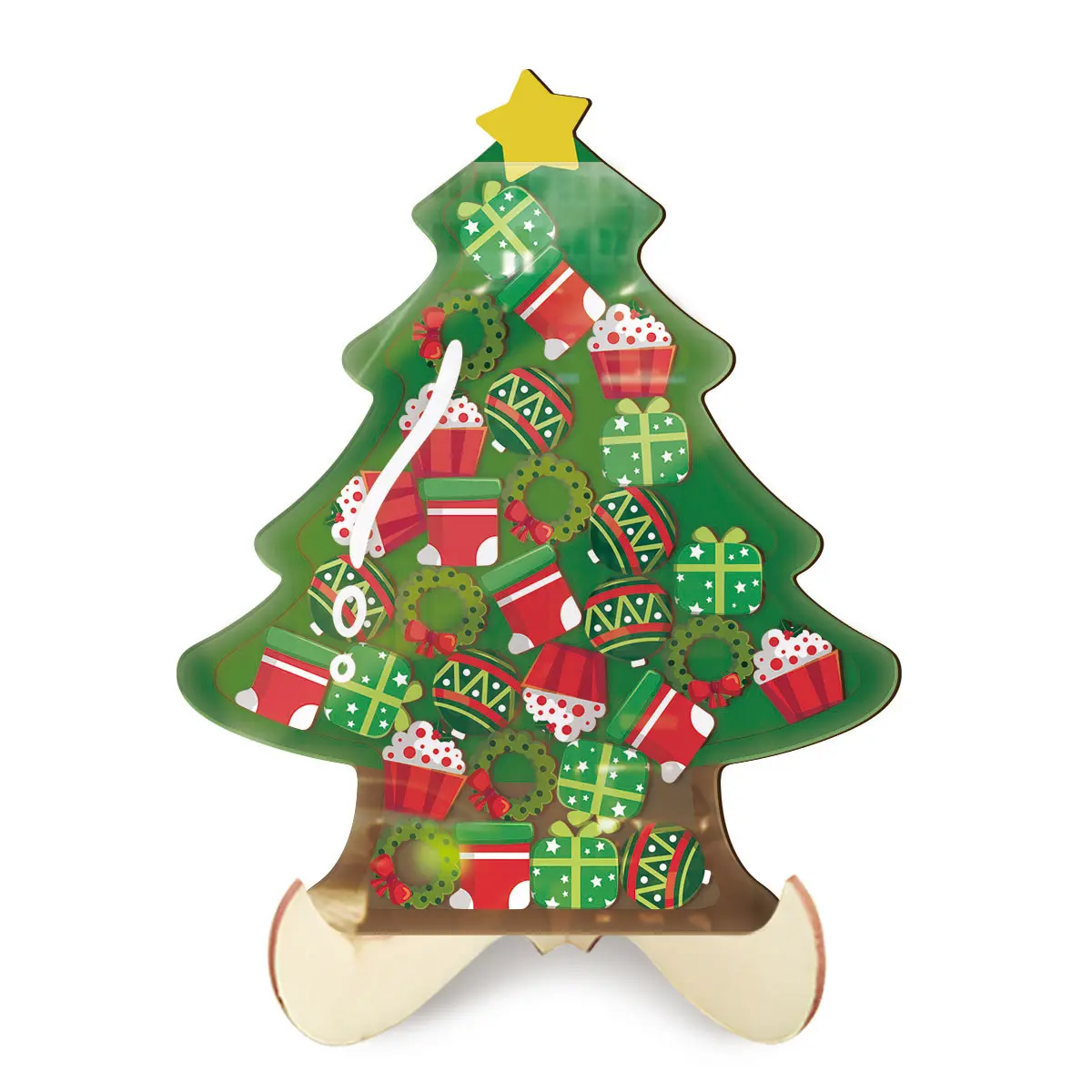 1 Set Reward Jar Wooden Christmas Tree Shaped Reward Jar with 30pcs Colorful Cute Accessories Behavior Achievement Encourage Reward System Creative Teacher Classroom Behavior Management Tool Desk Decor Christmas Gift