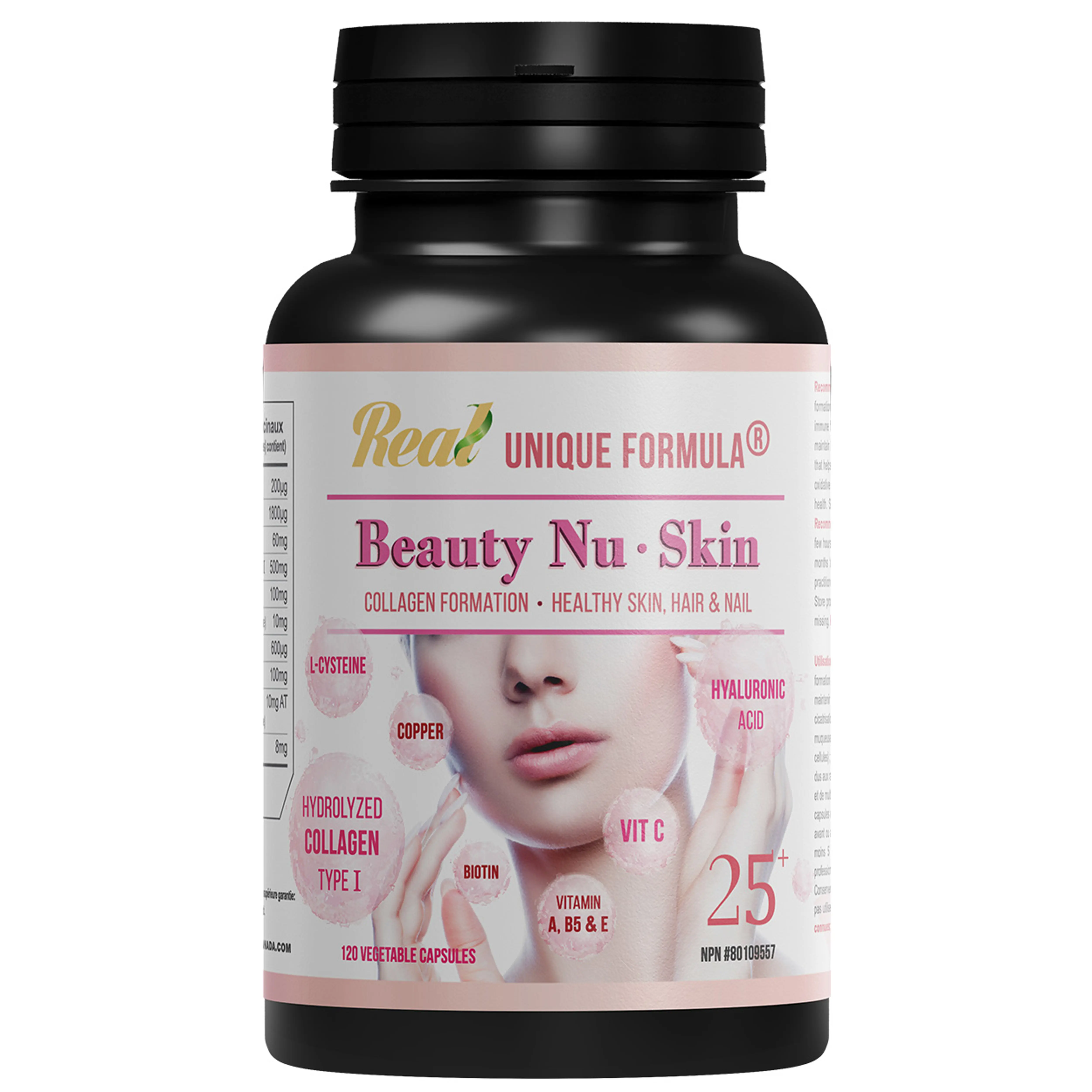Unique Formula Beauty Skin 25+ with Hydrolyzed Collagen, Hyaluronic Acid, L-cysteine, Vitamin C, Copper, Vitamin B5 for Healthy Skin& Nails