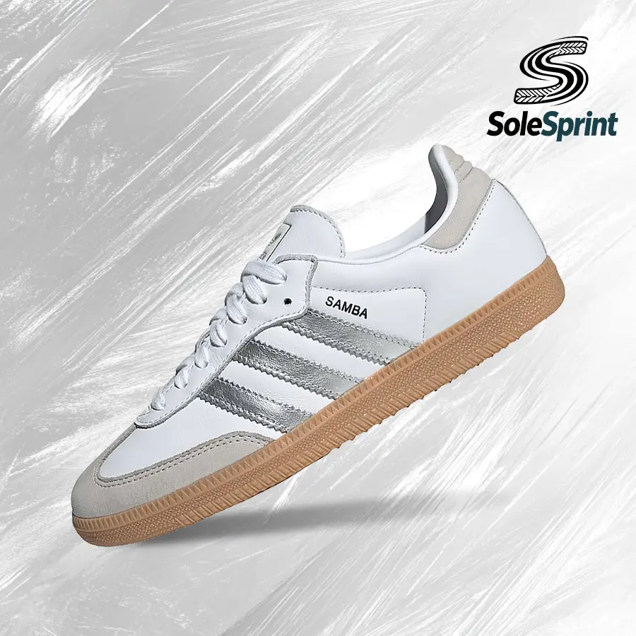 Adidas Samba OG White Silver Metallic Grey (Women's)-Women's Lifestyle Sneakers – Shoes For Woman-Vintage-Spring & Summer-Inspired Running Shoes, Shock-Absorbing Comfort, Gym To Streetwear Casual Wear-back to school–JI2725