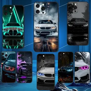 Black White for B-BMW  Phone Case For iPhone 17,16,15,14,13,12,11 Plus,Pro Max,XS,X,XR,SE,Mini,8,7,Soft Silicone Black Cover
