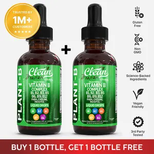 Clean Nutra BOGO | Vitamin B Complex, B1, B2, B3, B4, B5, B6, B9, B12, Paba, Choline Inositol & More Beet Supplement Liquid Drops - Plant-B Clean Nutra BOGO | Vitamin B Complex, B1, B2, B3, B4, B5, B6, B9, B12, Paba, Choline Inositol & More Beet Supplement Liquid Drops - Plant-B