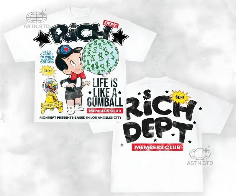 Y2K Graphic "Rich Dept" Personalize Printed Tshirt For Men For Women