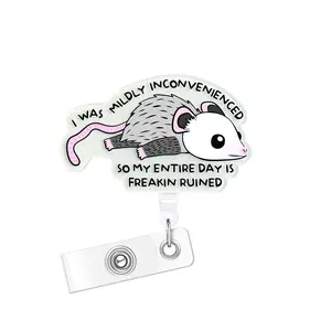 Fun Kangaroo Badge Reel, Cute Expandable Badge Clip with ID Holder, Nurse Work Accessories, Fun Rn Flashing Badge Reel with Belt Clip