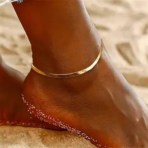 MC** Stainless Steel Anklet for Women Summer Beach Gold Plated Anklets
