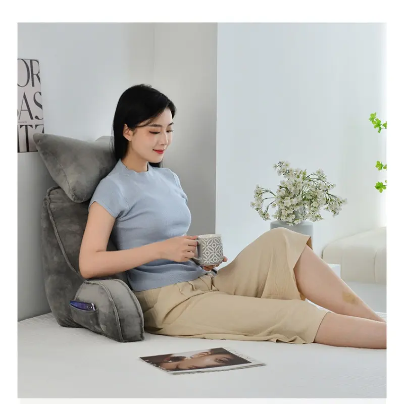 Plush Bed Reading Pillow with Neck Support, Ergonomic Backrest Cushion for Sofa & Bedroom, Must-Have for Washable & Cozy Lounging