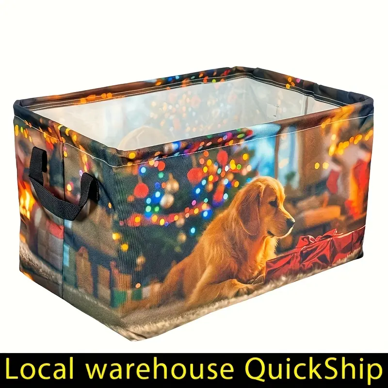 Christmas Claus Storage Bins with Lids And Carrying Handle, Foldable Storage Boxes Organizer Containers Baskets Cube for Home Bedroom Closet Office, Christmas Decorations/Gifts, Laundry Baskets, Gift Basket Teacher Basket Book Basket, Laundry Baskets