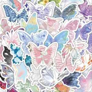 Butterfly Pattern Sticker, 60pcs/set Waterproof Self Adhesive Decor Sticker, DIY Decals for Gift Greeting Card Water Bottle Laptop Phone