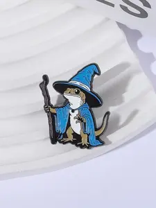 Magical Lizard Enamel Pin, Charm Fantasy Academy Theme, Wizard Staff Design, Collectible Item for Fans of Magic & Literature, Clip