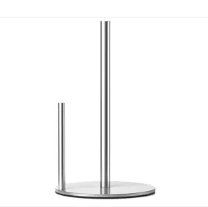 Paper Towel Holder Silver, Premium Stainless Steel Kitchen Roll Dispenser, Countertop Roll Organizer with Weighted Base