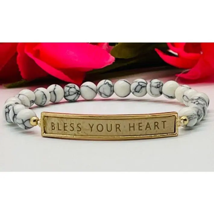 Inspirational White Marble Beaded Bracelet