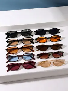 10 Pairs Multicolor PC Frame Sunglasses Set, Fashion Accessory Women's Accessories, Portable Shades for Daily Commute, Outdoor Activities, Vacations, Music Festivals, Trendy Casual Sunglasses