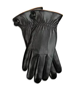 Men's Ridged Leather Touchscreen Gloves