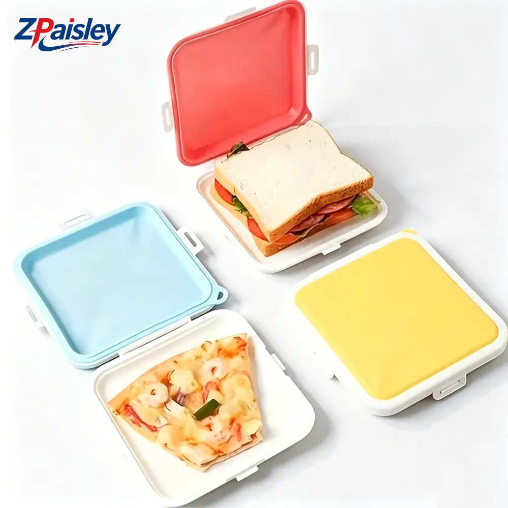 1Pc Reusable Sandwich Containers, BPA Free Food Grade Leakproof Bento Lunch Box, Portable Stackable Food Storage Holder for Sandwich Pizza Slice Snack, Perfect for School Work Picnic Travel