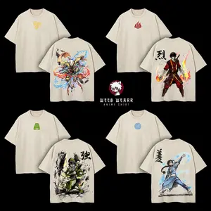 Aang Zuko Toph Katara Avatar The Last Airbender Washed Vintage Tee, Oversized Heavy Cotton Streetwear T-Shirt, Retro Anime Top