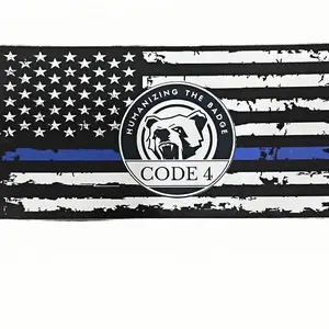 4 Pack  Thin Blue Line Sticker Code 4 Non-Woven 6x3" Humanizing the Badge Vehicle Exterior Decoration Support Police Department