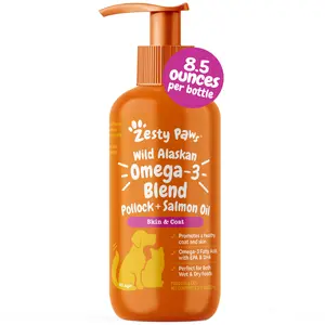 Wild Alaskan Omega-3 Blend Pollock + Salmon Oil for Dogs & Cats - Skin & Coat Support Supplement, 8.5oz. Vet Recommended.