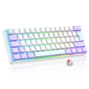 MAGIC-REFINER MK21 60% USB-C Wired Mechanical Gaming Keyboard UK Layout, Clicky Blue Switches, Hot Swappable, Ultra-Compact 62 Keys, RGB Backlight, PBT Keycaps, for Gamer, Office, Typists