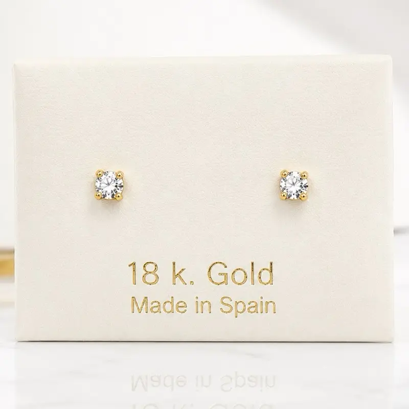 18K Solid Gold Diamond Stud Earrings 18K Solid Gold Diamond Stud Earrings