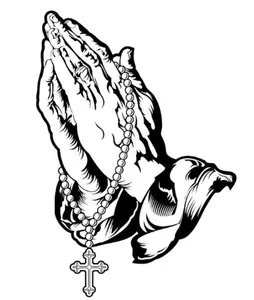 Praying Hands With Rosary Sticker