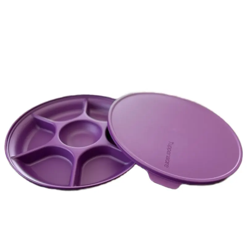 Tupperware Purple Divided Food Storage Container with Leak Proof Lid - Kitchen Utensil Accessory for Dips, Chip Serving