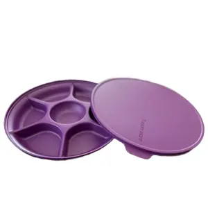 Purple Divided Container Dip N Chip Kitchenware with Lid for Easy Serving and Storage Utensils