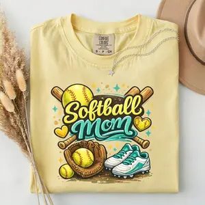 Softball Mom T-Shirt | Softball Glove, Ball & Cleats Design