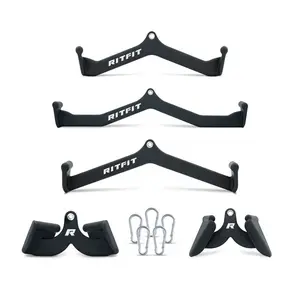 RitFit 5pcs Lat Pulldown Bar Combo - Classic Black Home Gym Equipment with Ergonomic Dip Coating & High-Quality Stainless Steel Construction(Black/Pink)