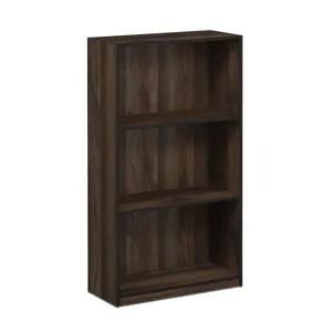 BASIC Bookcase, 3-Tier Bookshelf with Open Shelves, Standing Bookcase, for Organization and Storage, 9.3 x 21.8 x 39.5, for Living Room Bedroom Home Office, Columbia Walnut/Black