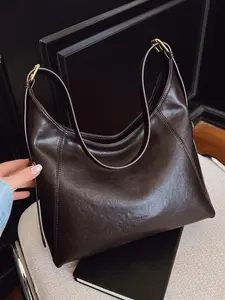 Popular fashion high-end dark tote bag, exquisite and elegant atmosphere style armpit bag, multifunctional large capacity shoulder bag, suitable for short distance travel, shopping in the mall, daily commuting to and from work, PU Tote Satchel