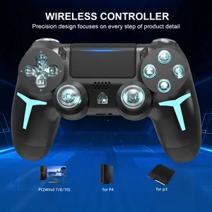 GAMINJA Wireless Controller, Dual Vibration Game Controller, 6-Axis Gyro Sensor Gamepad, Compatible with PS4/Ps4 Slim/PS4 Pro/PC Gaming Accessory, Controller Joystick with Lights Long Battery Life