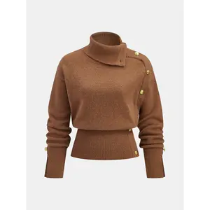 Cinched Waist Asymmetrical Turtleneck Sweater