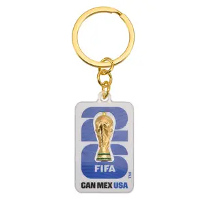 FIFA Official 2026 World Cup Edition Emblem Key Chain 1.9-inch Rotating Mini Keychain with 3D Trophy & 2D Emblem Durable Zinc Alloy Acrylic Build Perfect Fan Gift for Soccer Enthusiasts