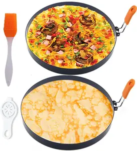Large 2 Packs 8" Omelette Ring for Griddle,Stainless Steel 8 Inch Griddle Omelet Rings,Non-Stick Pancake Egg Ring Round Omelette Rings Omelet Mold Muffin Mold Silicone Handle