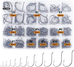 UCEC Fishing Octopus Hooks Saltwater Freshwater, Small Fishing Hooks Barbed Catfish Bend Eye Hook, High Carbon Steel Fish Species Hook Kit