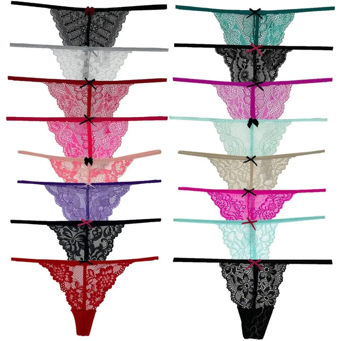 Women Lacy G-String Thongs No Show Panties Underwear Assorted Lace Pattern and Colors  lace seamless panty Womenswear Comfort Basic underwear for women bras for women Bridal Minimalist