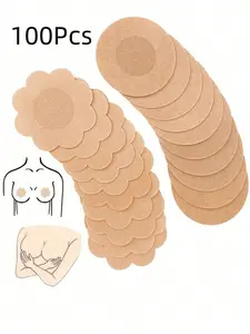 100pcs Seamless Breathable Self-Adhesive Invisible Bra Pads, Women's Sports Sweatproof Anti-Slip Breast Pads Set, Gym Yoga Running Essential, Adhesive Bra Inserts